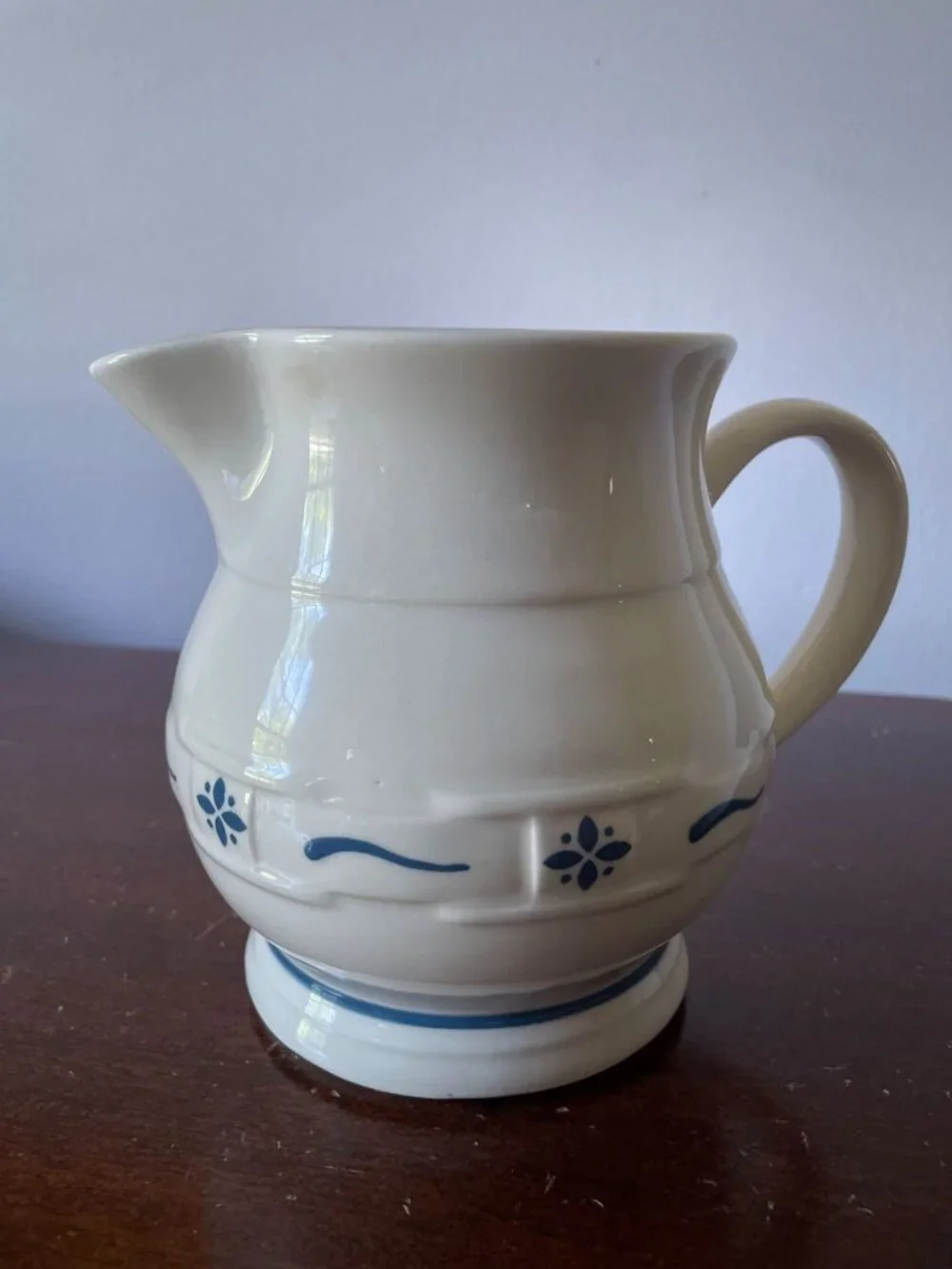 Vintage Longaberger Woven Traditions Classic Blue Pitcher Cottage Core pottery